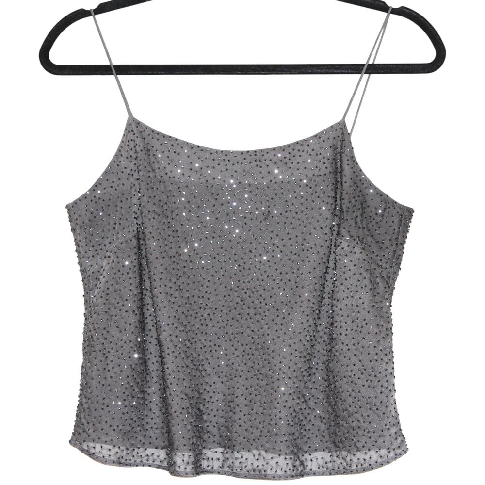 Ann Taylor Sparkle Grey Tank Top Blouse Size 10P